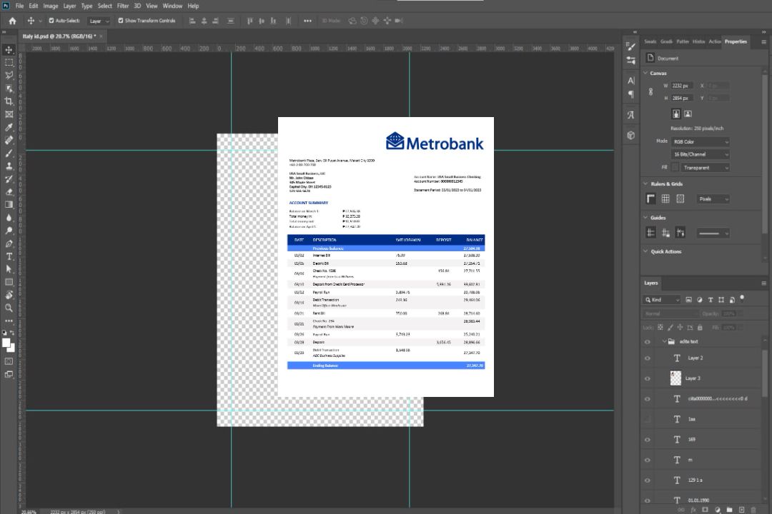 Modèle Word et PDF de déclaration d'entreprise Metrobank template